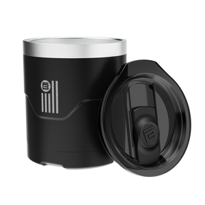 A detailed image of the BOTE Nation MAGNETumbler 12oz Lowball with Lid Black, showing its design and key features.