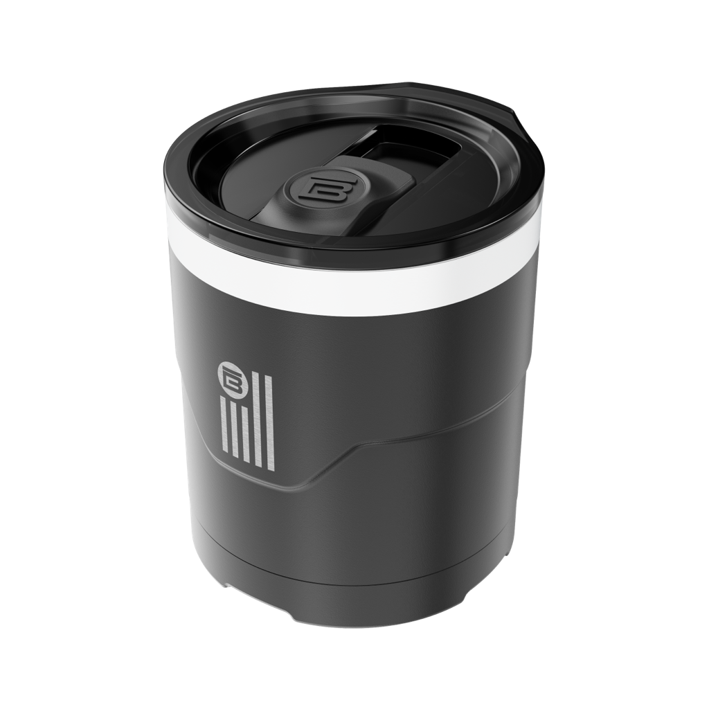 A detailed image of the BOTE Nation MAGNETumbler 12oz Lowball with Lid Black, showing its design and key features.