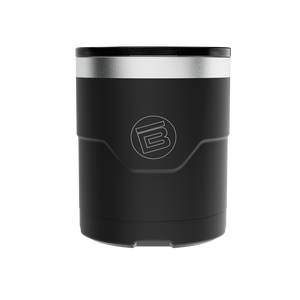 A detailed image of the MAGNETumbler 12oz Lowball with Lid Black, showing its design and key features.