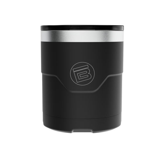 A detailed image of the MAGNETumbler 12oz Lowball with Lid Black, showing its design and key features.