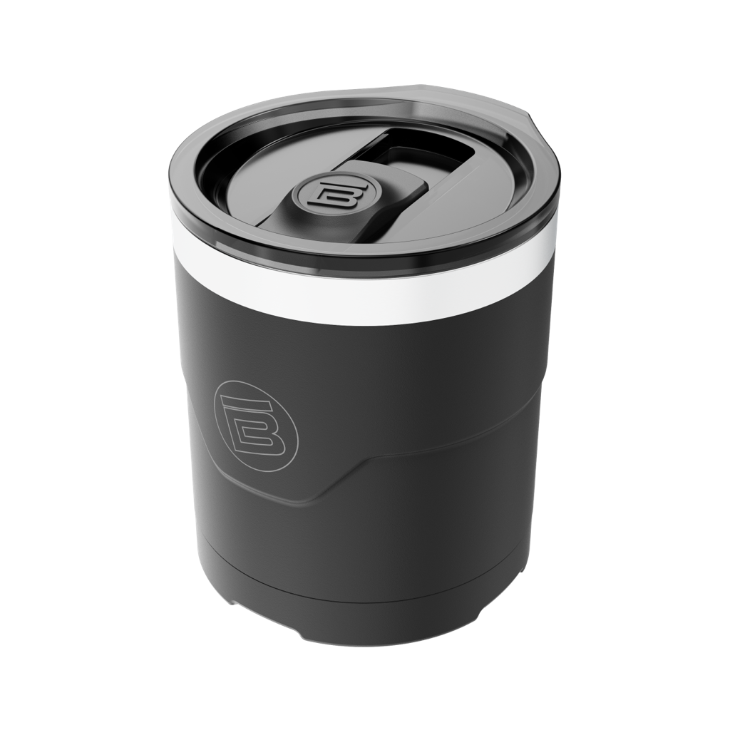 A detailed image of the MAGNETumbler 12oz Lowball with Lid Black, showing its design and key features.
