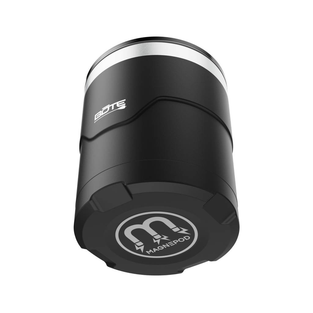A detailed image of the MAGNETumbler 12oz Lowball with Lid Black, showing its design and key features.