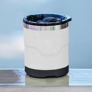 A MAGNETumbler 12oz Lowball with Lid White on a rail