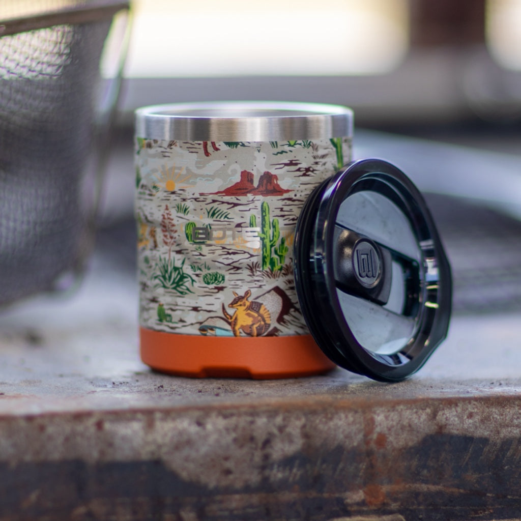A detailed image of the MAGNETumbler 12oz Lowball with Lid Native Sendero, showing its design and key features.
