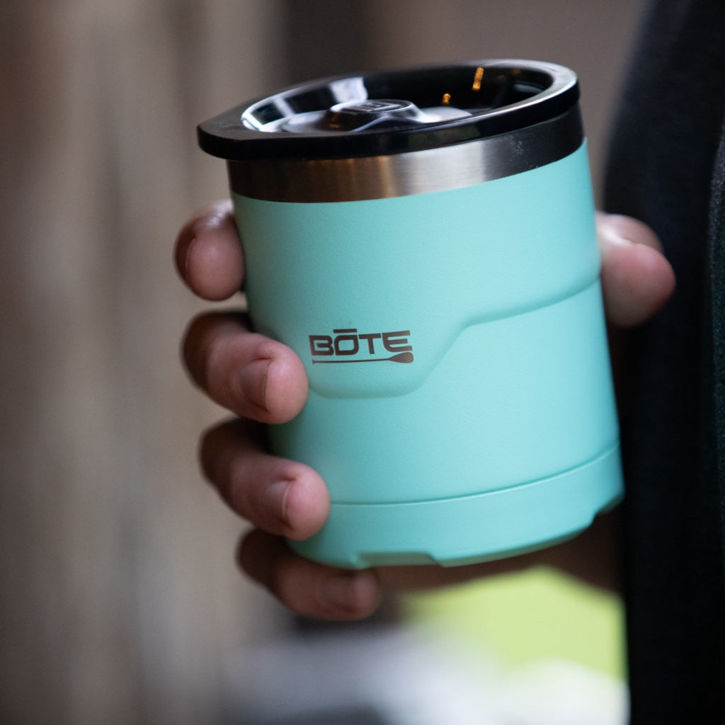 A detailed image of the MAGNETumbler 12oz Lowball with Lid Seafoam, showing its design and key features.