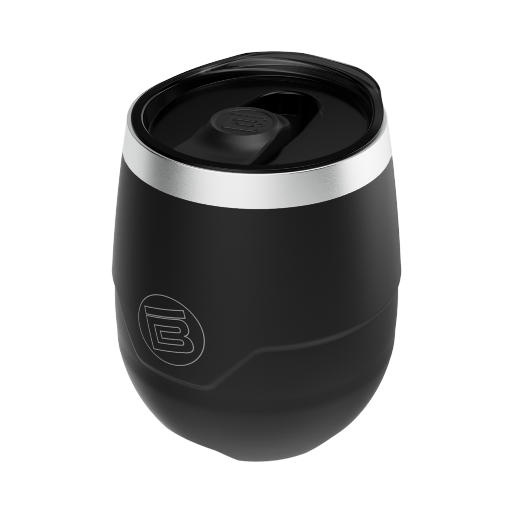 A detailed image of the MAGNETumbler 12oz Stemless with Lid Black, showing its design and key features.