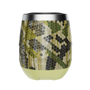 A detailed image of the MAGNETumbler 12oz Stemless with Lid Verge Camo, showing its design and key features.