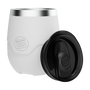 A detailed image of the MAGNETumbler 12oz Stemless with Lid White, showing its design and key features.