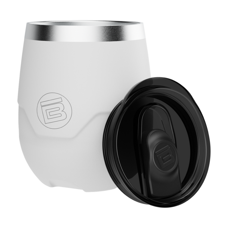A detailed image of the MAGNETumbler 12oz Stemless with Lid White, showing its design and key features.