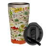 Front view of MAGNETumbler 20oz with Lid Native Sendero in desert-themed print with black lid.