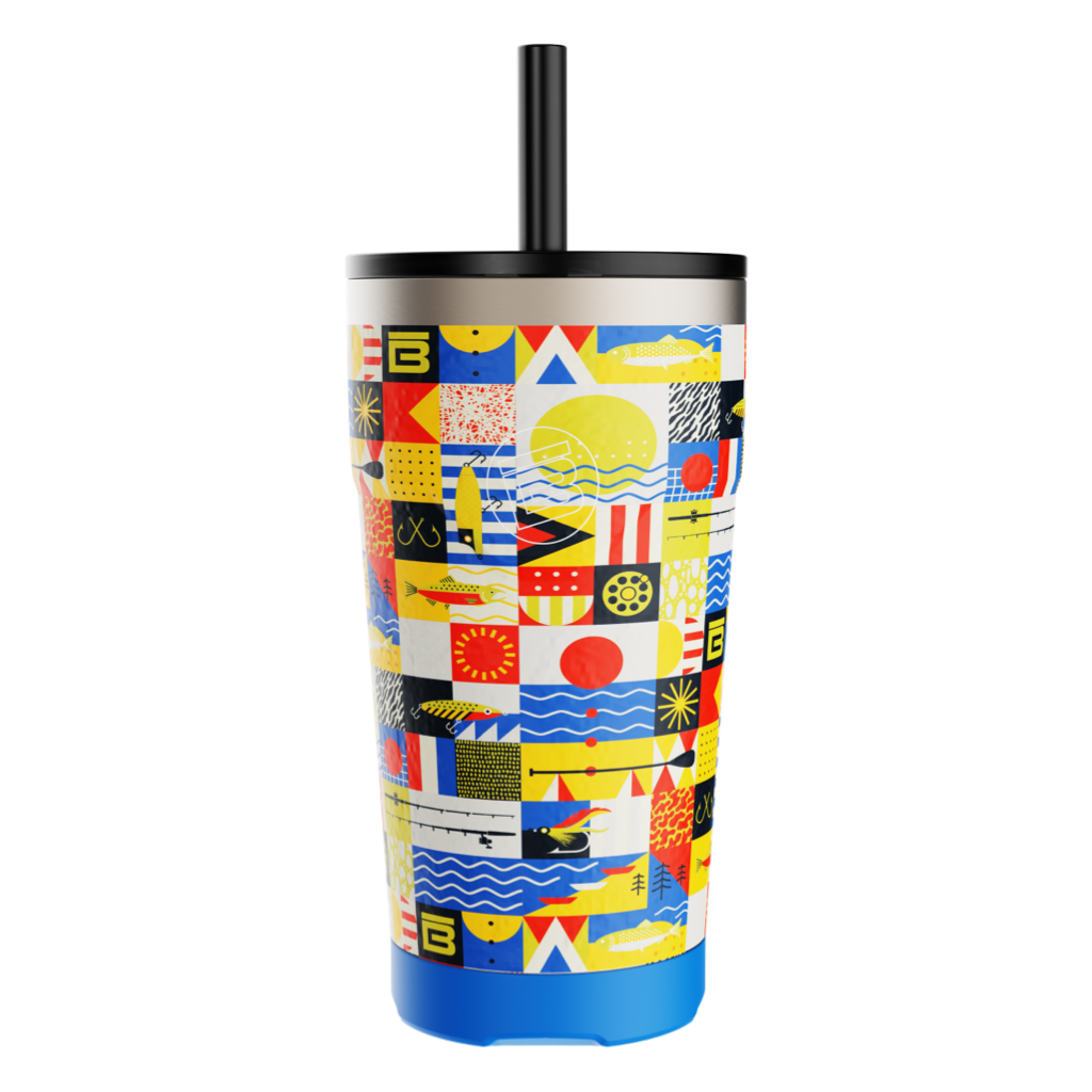 Side view of the MAGNETumbler 20oz with Lid Fischer Topwater with straw