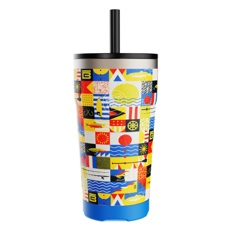 Side view of the MAGNETumbler 20oz with Lid Fischer Topwater with straw