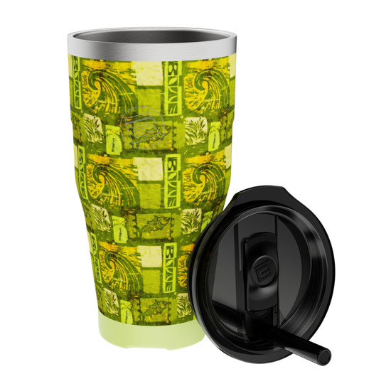 MAGNETumbler 32oz Native Nalu with straw lid shown detached in front.