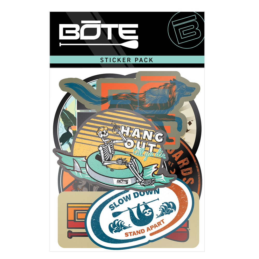 Front of Hangout Sticker Pack with BOTE logo and assorted colorful stickers in packaging.