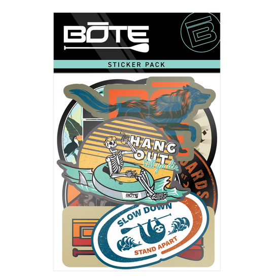 Front of Hangout Sticker Pack with BOTE logo and assorted colorful stickers in packaging.