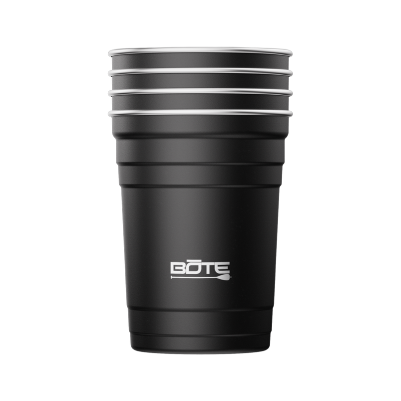 A detailed image of the Stainless Steel Cups 4-Pack Black, showing its design and key features.