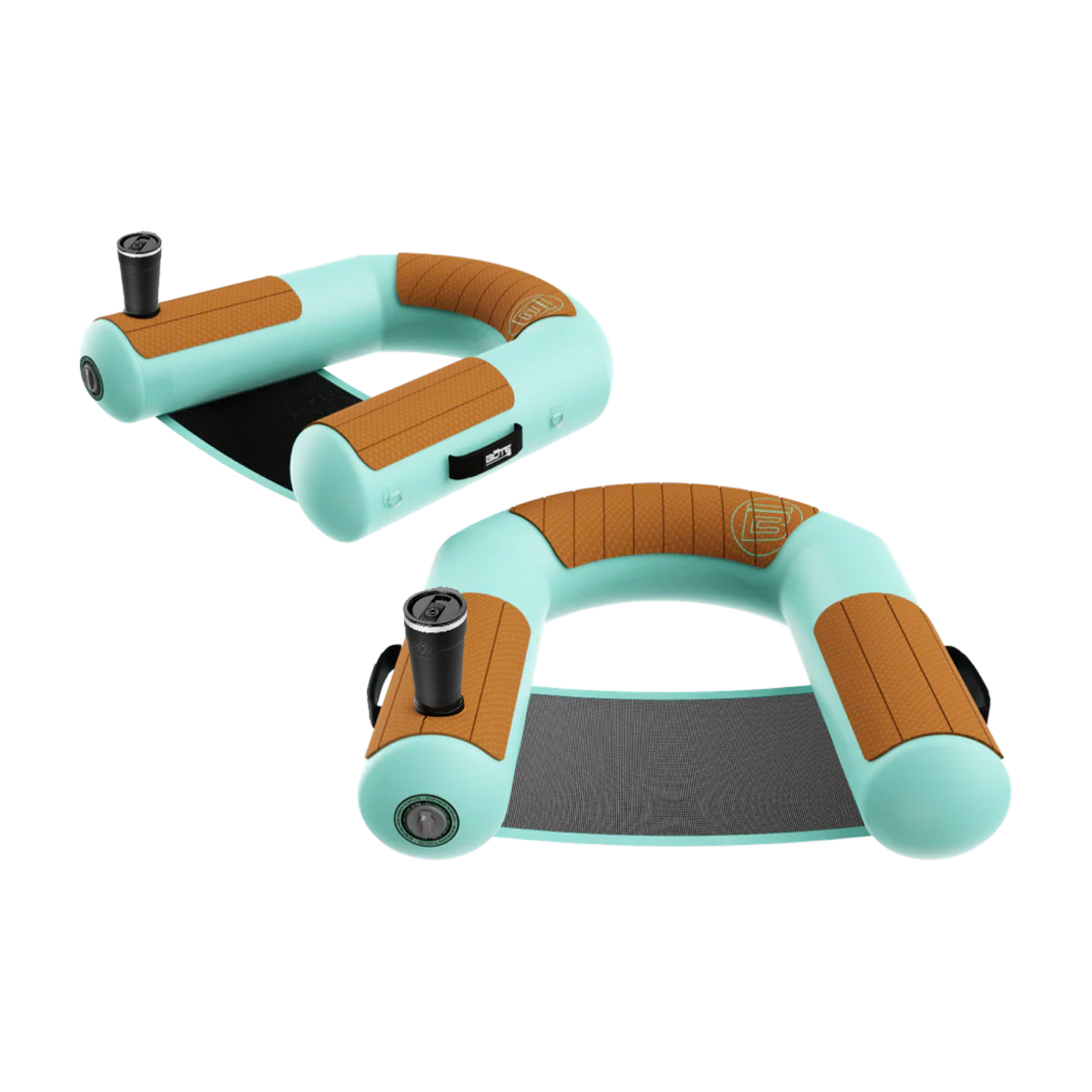 Two hangout sling chairs with MAGNETumblers secured on the MAGNEPOD on a white background.