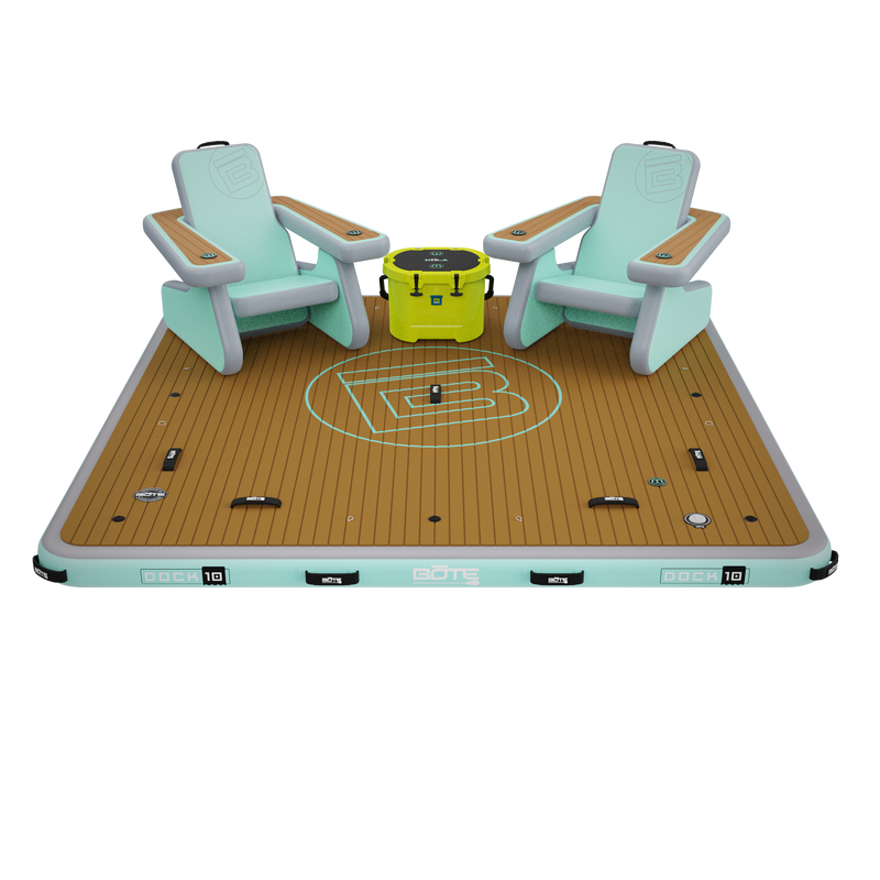 Top angled view of the Dock 10 King package with KULA 10 and AeroRondak Chairs