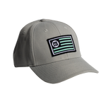 Front view of BOTE Nation Flag Hat Gray in Grey with seafoam green, white and black patch.