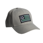 Front view of BOTE Nation Flag Hat Gray in Grey with seafoam green, white and black patch.