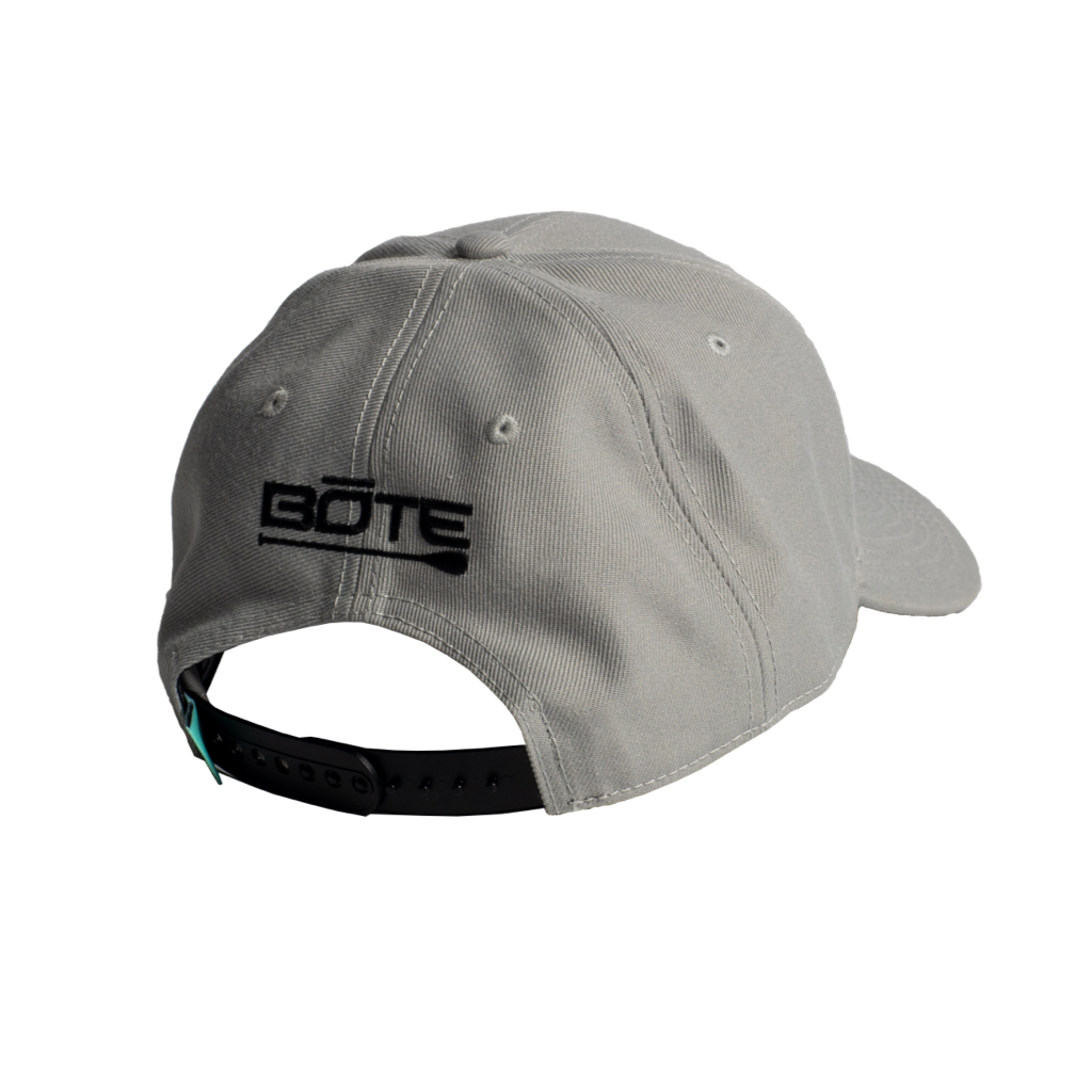 Rear view of BOTE Nation Flag Hat Gray in Grey with black BOTE patch.