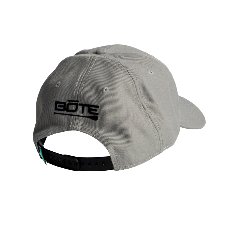 Rear view of BOTE Nation Flag Hat Gray in Grey with black BOTE patch.