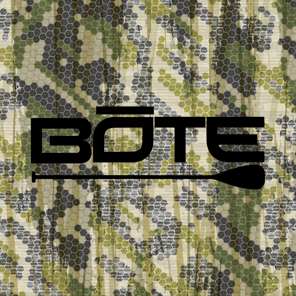 Close up of BOTE Logo on Verge Camo Ripstop Hat.