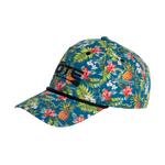 side view of the BOTE Native Cuda Ripstop Hat with Hawaiian Print and black BOTE logo.