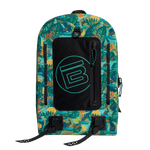 Front view of Highwater Backpack Native Bombardier with black front pocket and B logo.