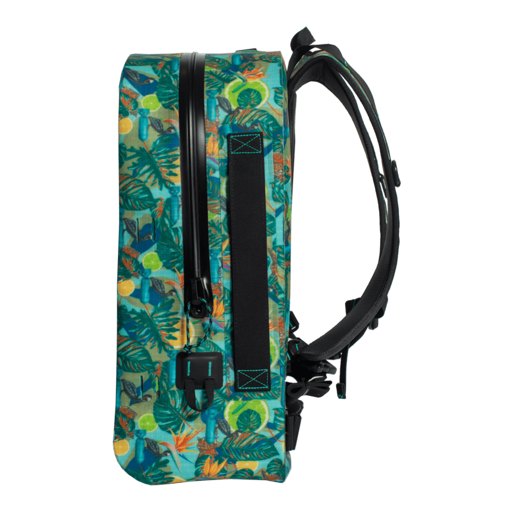 Side view of Highwater Backpack Native Bombardier with zipper and utility strap.