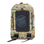 Front view of Highwater Backpack Native Sendero with black front pocket and desert print.