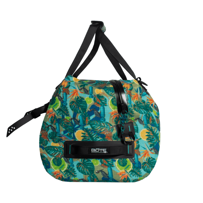 Side view of Highwater Duffel Native Bombardier showing top handle and zipper detail.