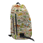 Front view of Highwater Slingpack Native Sendero with desert landscape and bold B logo.