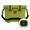 Front and top view of Kula 10 cooler in Olive