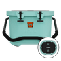 Front and top view of Kula 10 cooler in seafoam