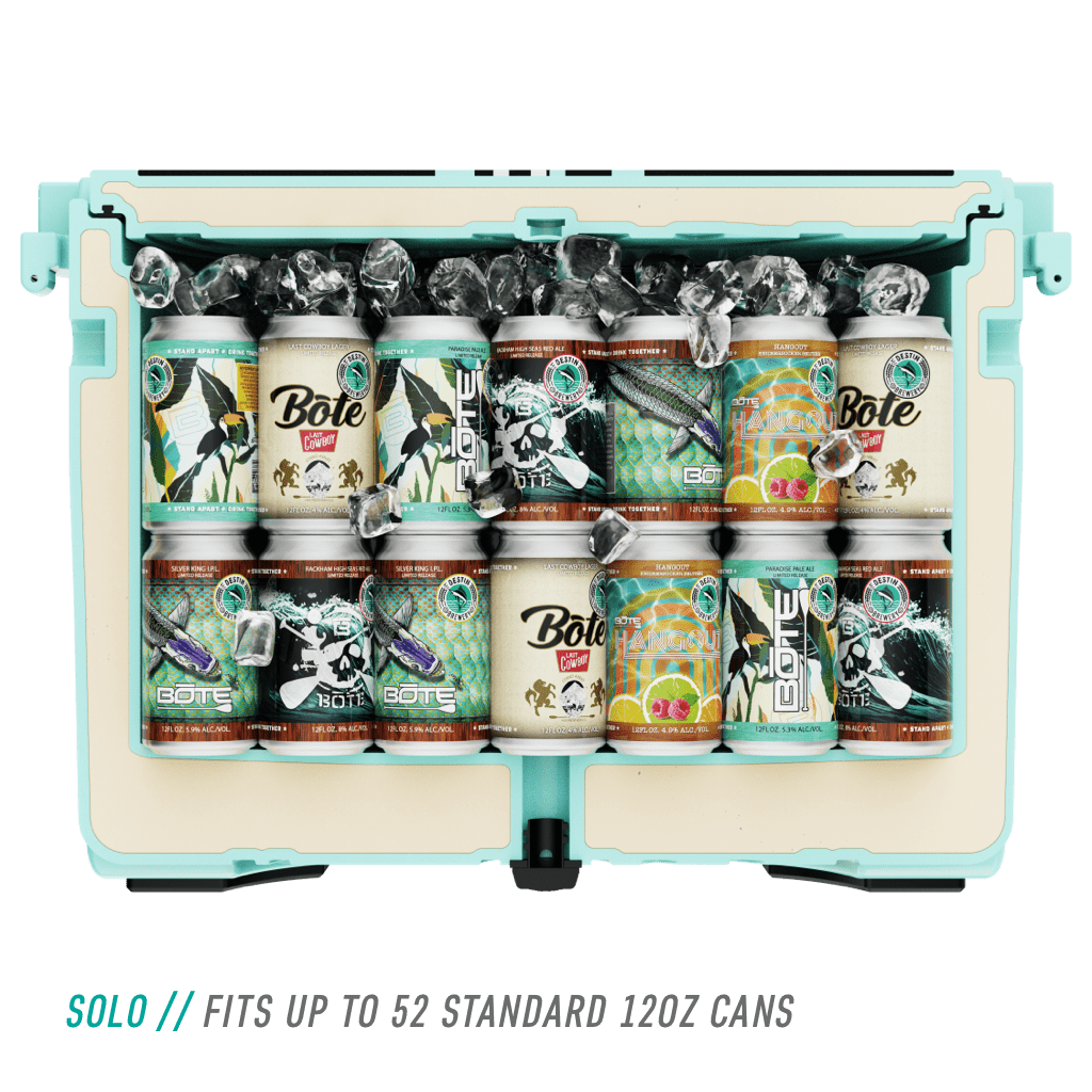 Cutout side view of the Kula 10 showing how many canned drinks it can hold