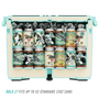Cutout side view of the Kula 10 showing how many canned drinks it can hold