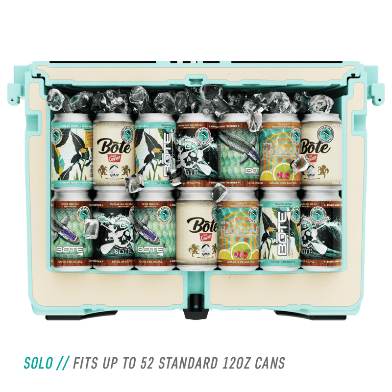 Cutout side view of the Kula 10 showing how many canned drinks it can hold