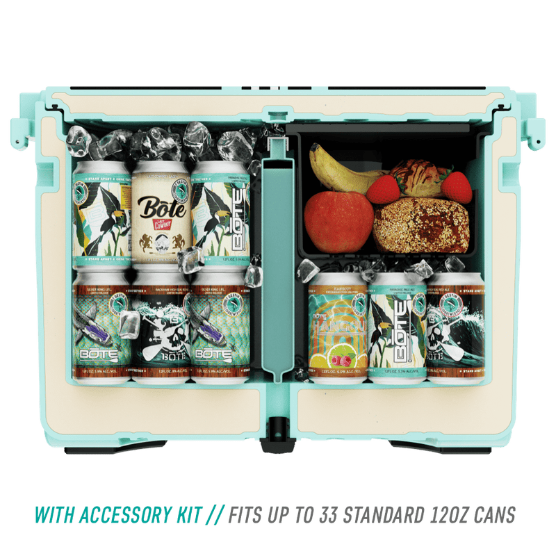 Cutout side view of the Kula 10 showing how many canned drinks it can hold