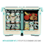 Cutout side view of the Kula 10 showing how many canned drinks and food it can hold