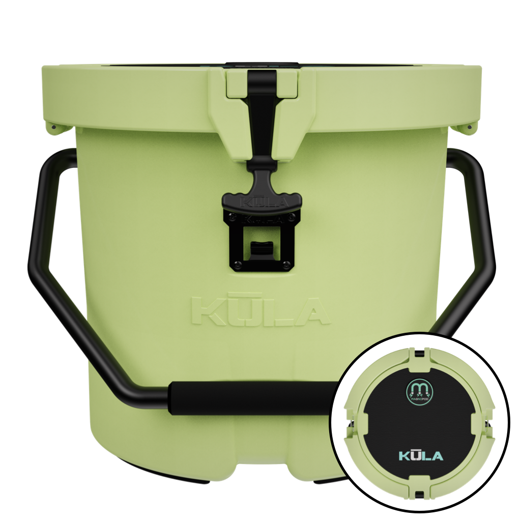 Front view of Kula 5 cooler with cutout of top view.