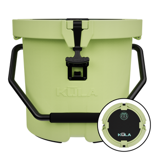 Front view of Kula 5 cooler with cutout of top view.