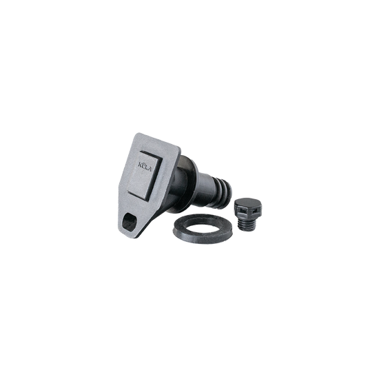 Top view of the KULA 2.5 Vent Plug & Tap Kit showing the black threaded vent plug.