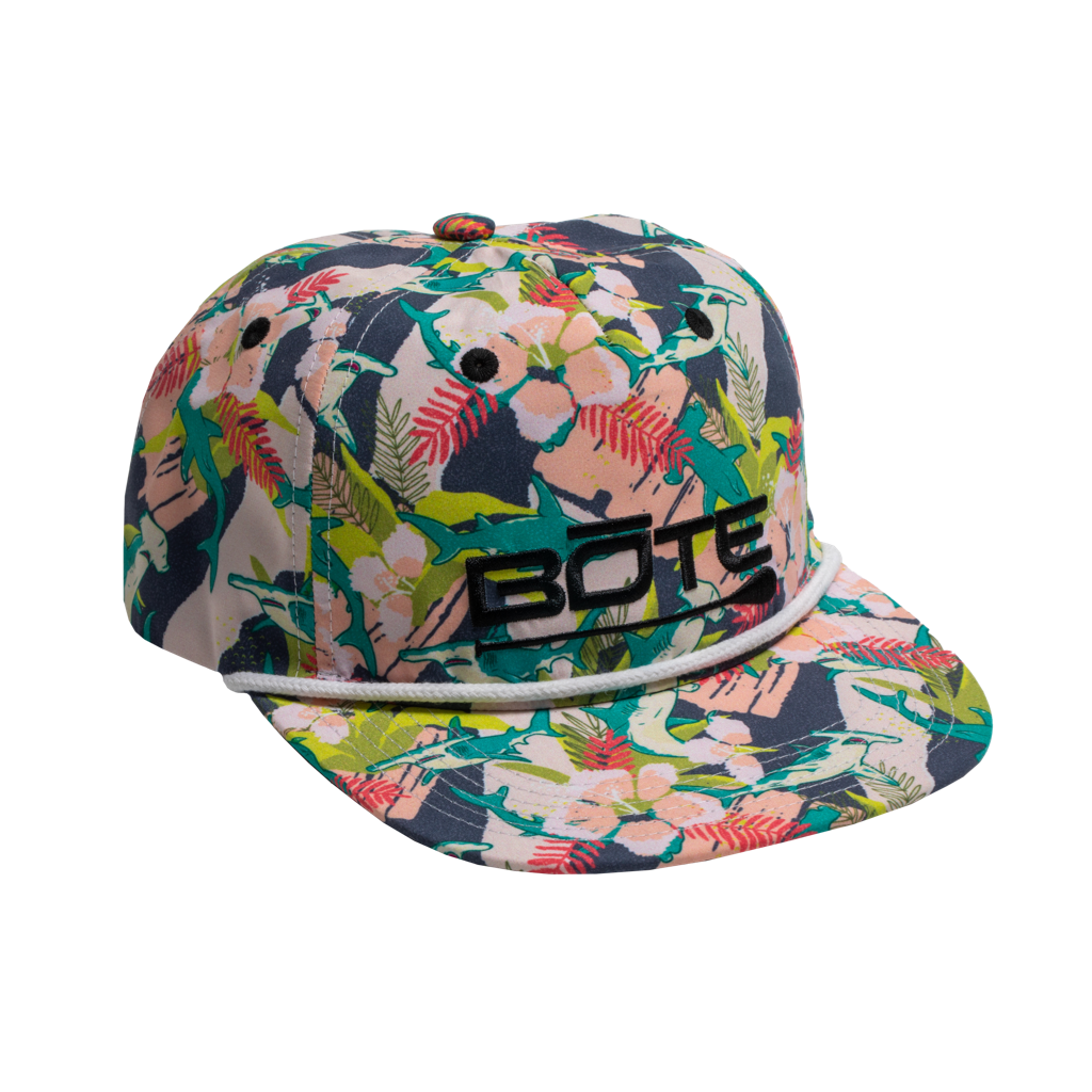 Floral flat top bill hat