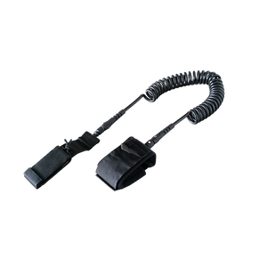 Top view of the NEXUS LEASH - 10 FT with coiled cord and padded ankle cuffs.