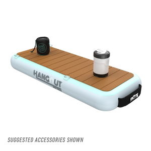 Angled view of Hangout Side Piece with magnetic drinkware accessories shown.