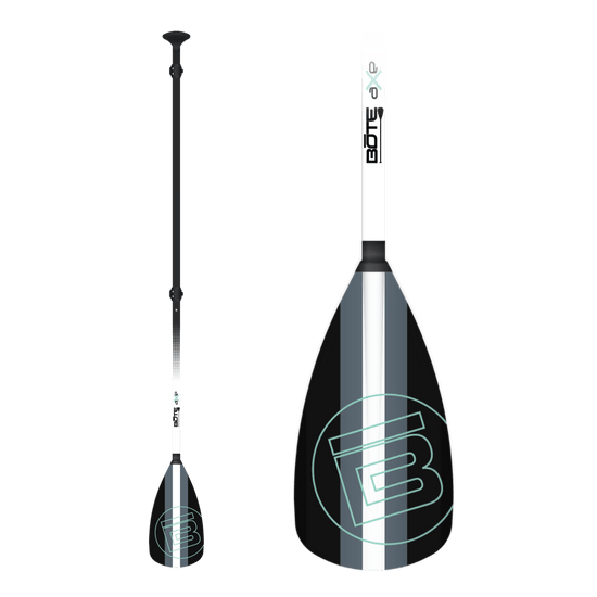 3-piece adjustable black carbon paddle with white BOTE branding and teardrop blade shape.