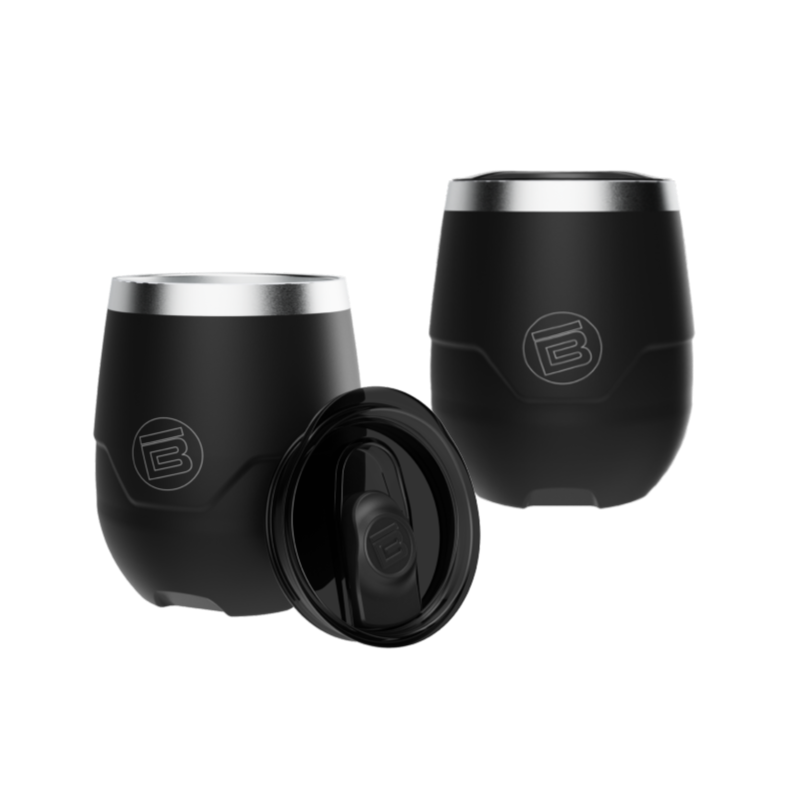 A detailed image of the MAGNETumbler 12oz Stemless 2-Pack Black, showing its design and key features.