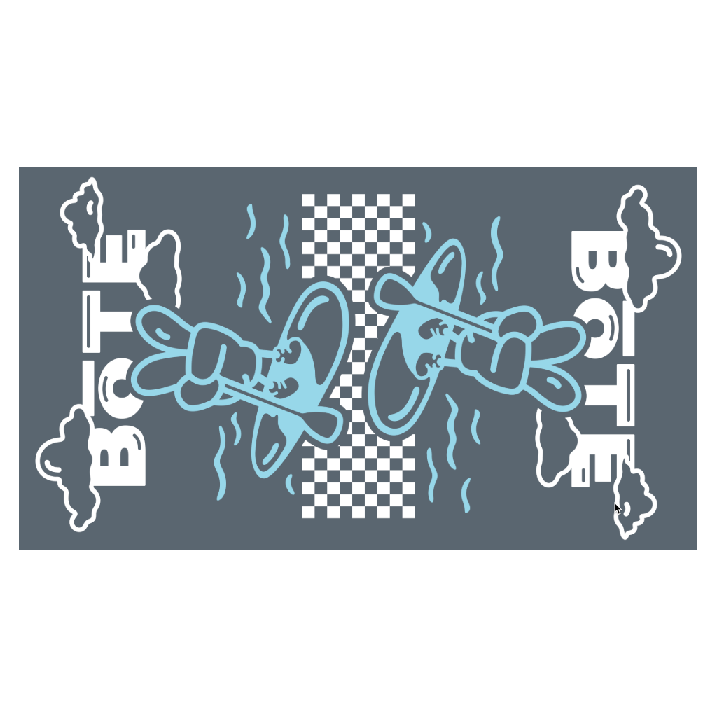 BOTE Peace Woven Towel laid flat, showing mirrored peace hand graphics in light blue on a gray background.