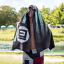 Towel draped on man